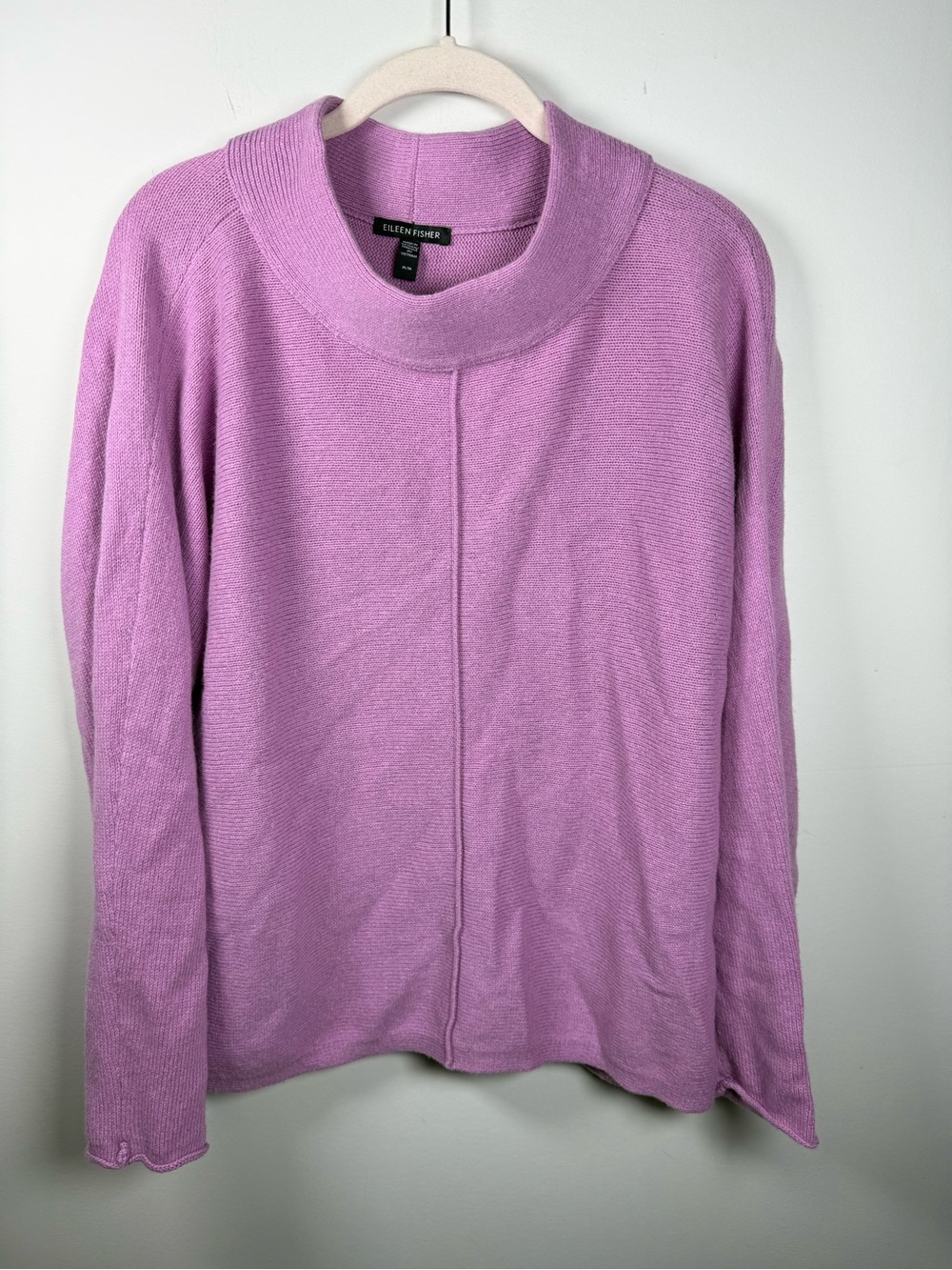 EILEEN FISHER | Purple Mock Neck Boxy Cashmere Blend Sweater Size M